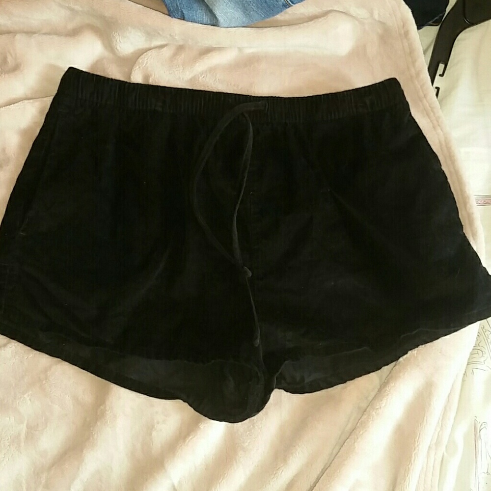 Black corduroy shorts elastic